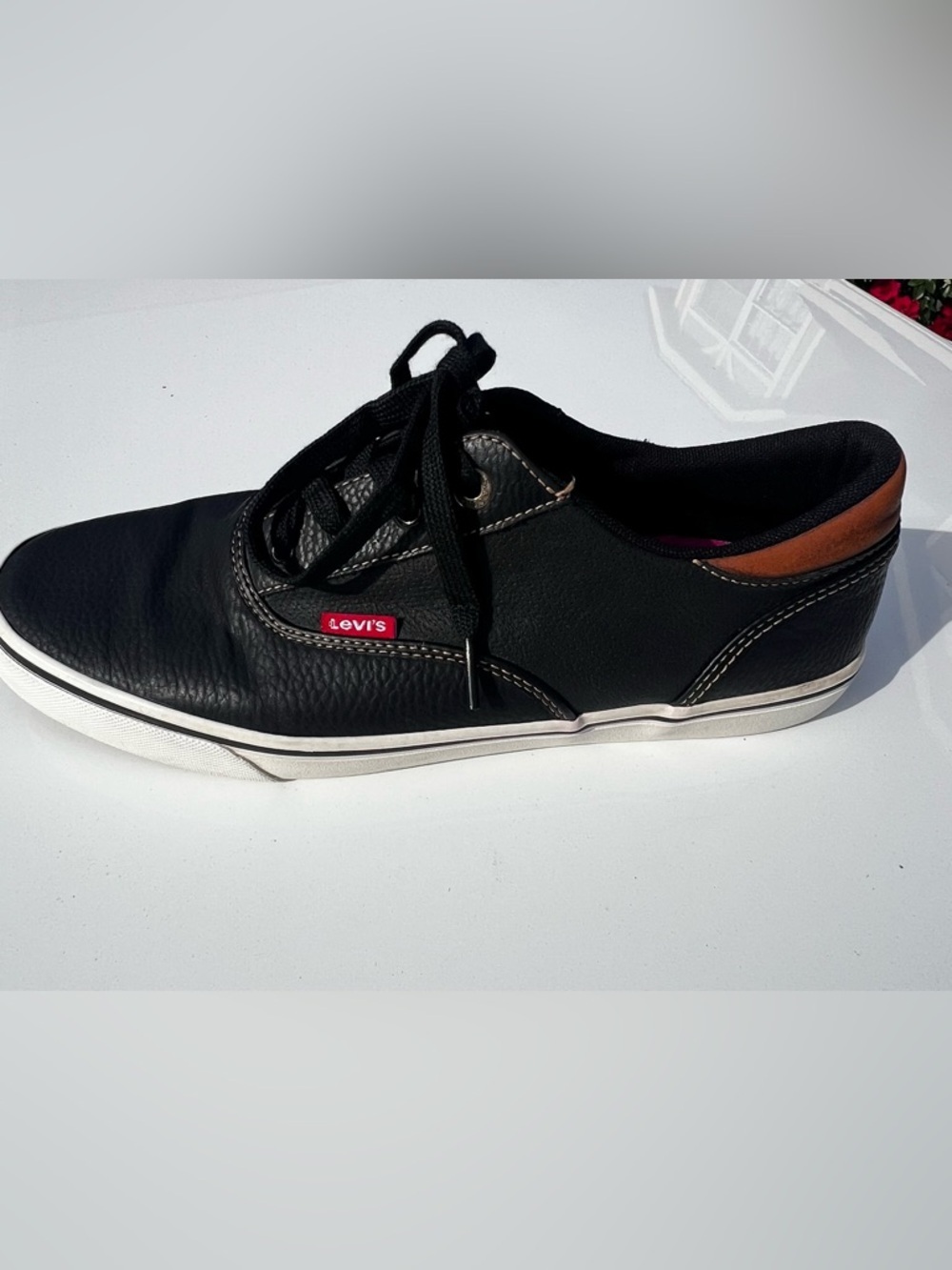 Levi's Men's Black Sneakers with Brown Heel Accent